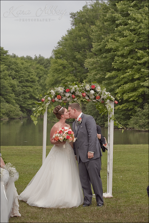 Bride & Groom Wedding Outdoor Ceremony First Kiss Green Gables Jennerstown, PA