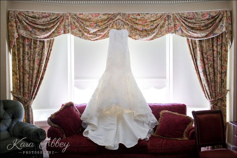 Binghamton NY Wedding Photography Bride Formal Portrait Traditions at the Glen Bridal Suite Maggie Sottero Gown Dress