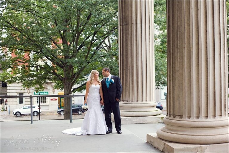 Elegant Wedding Photography Binghamton NY Ceremony Courthouse Portraits Rainy Day Bride and Groom