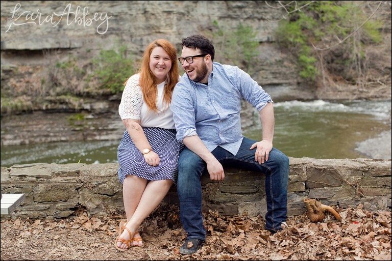Spring Engagement Photography in Ithaca, NY Waterfall by Kara Abbey Photography