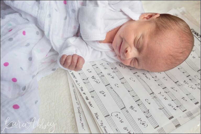 Manor, PA Home Lifestyle Newborn Session with Sheet Music by Kara Abbey Photography in Irwin, PA