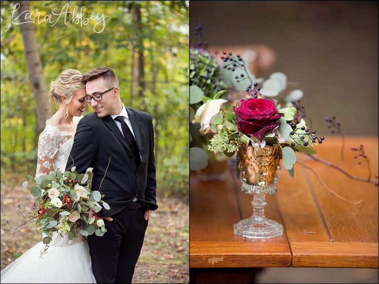 Burgundy & Fall Inspired Wedding Decor Florals by Blooms Florist | by Kara Abbey Photography in Irwin, PA