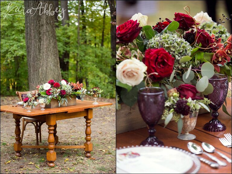 Burgundy & Fall Inspired Wedding Decor Florals by Blooms Florist | by Irwin, PA Wedding Photographer