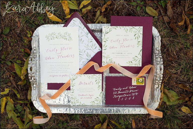 Burgundy & Fall Inspired Wedding Invitation by Paper Hearts Invitations | by Irwin, PA Wedding Photographer