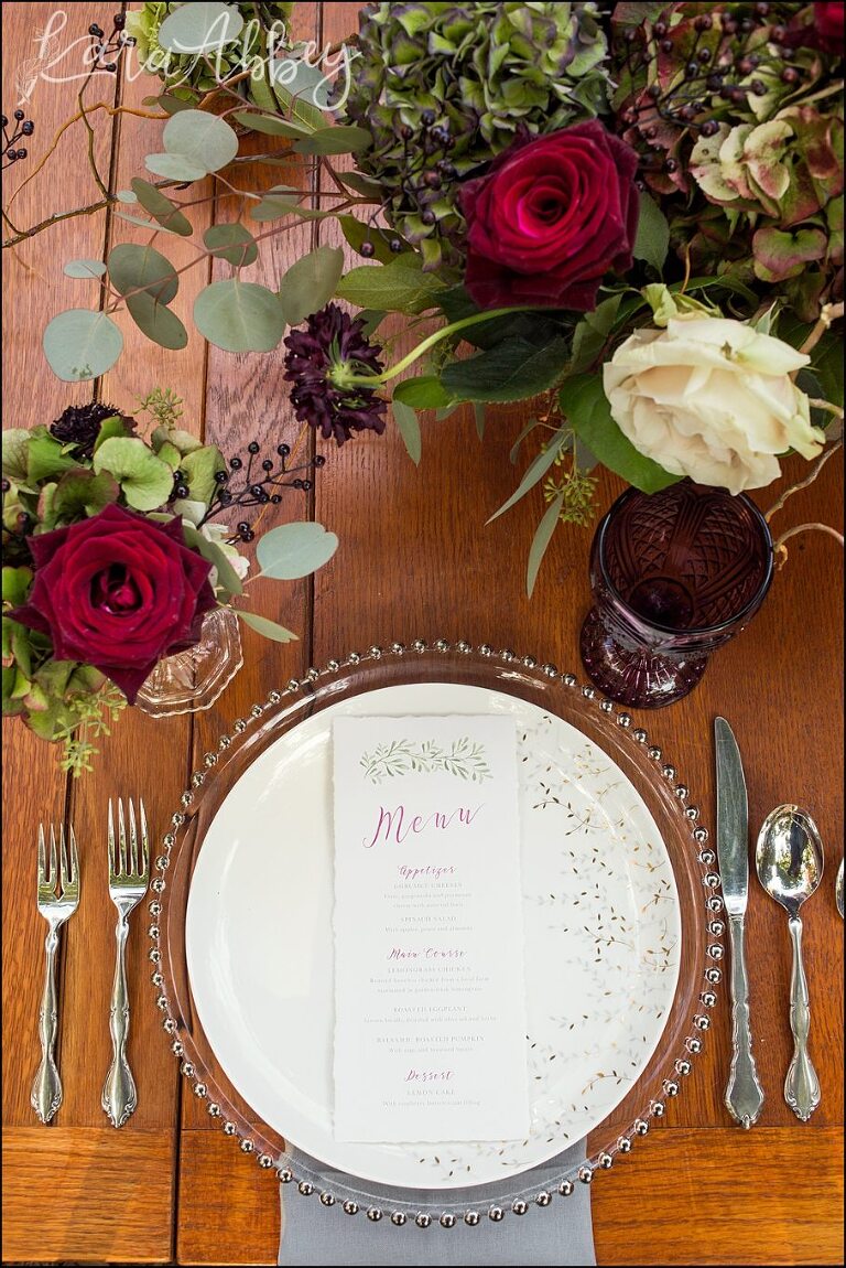 Burgundy & Fall Inspired Wedding Menu by Paper Hearts Invitations | by Kara Abbey Photography in Irwin, PA