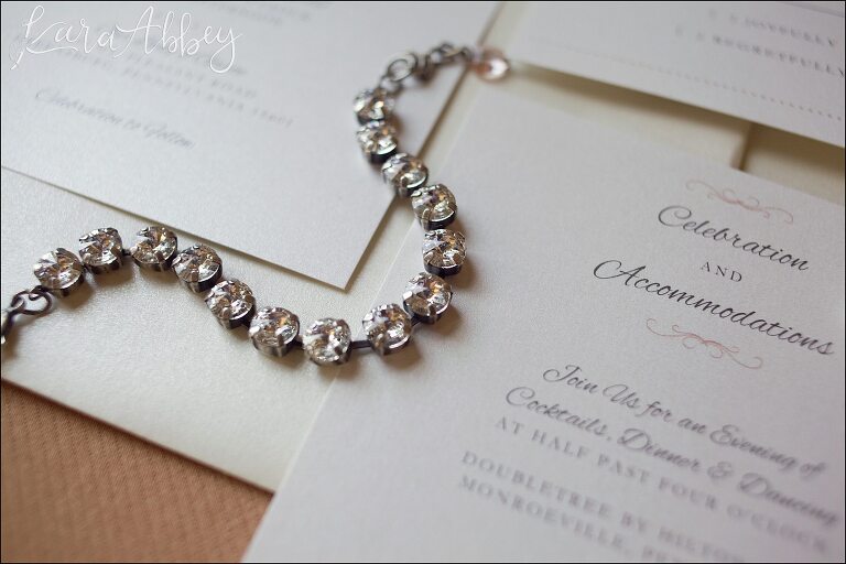 Diamond Bracelet on Invitations by Irwin, PA Wedding Photographer