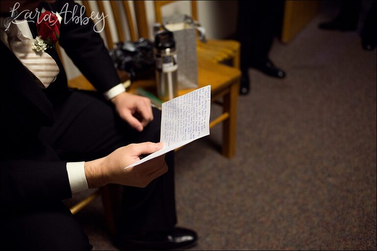 Groom Reading Bride's Note by Irwin, PA Wedding Photographer