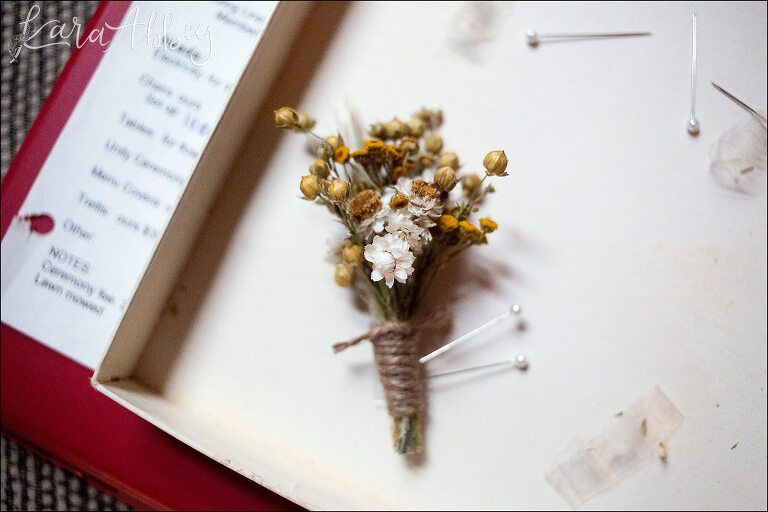 Rustic Boutonniere at Green Gables in Jennerstown, PA Wedding Photographer