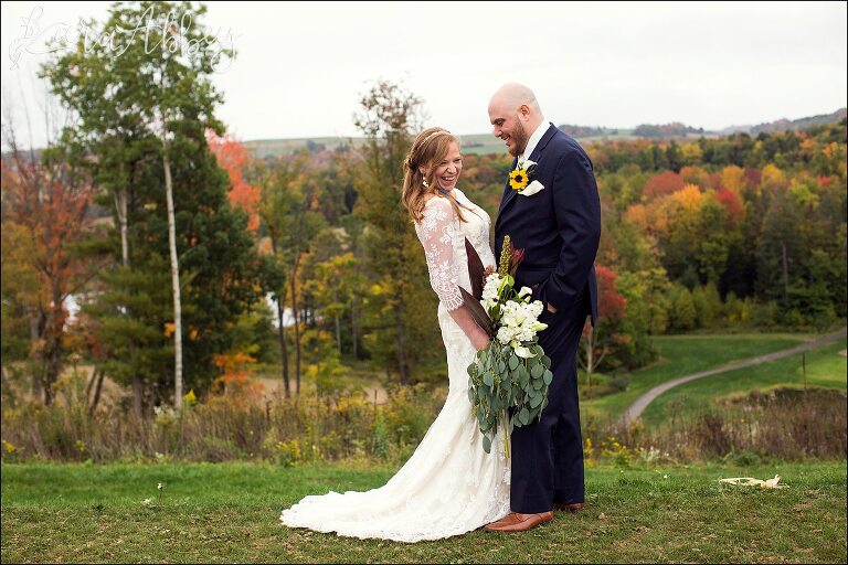 Outdoor Fall Bride & Groom Portrait by Irwin, PA Photographer