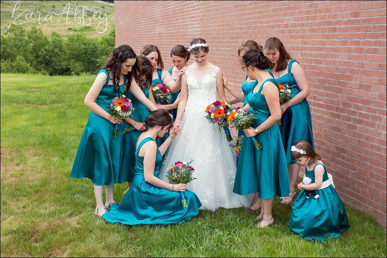 Bridesmaids Praying for the Bride by Irwin, PA Wedding Photographer