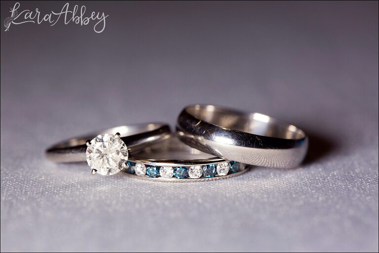Engagement Ring and Wedding Ring with Blue Diamonds by Irwin, PA Photographer