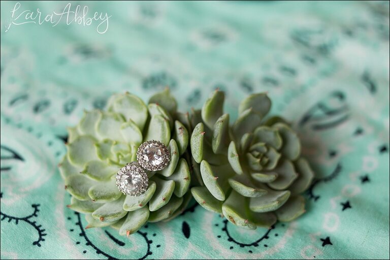 Diamond Earrings and Succulents by Irwin, PA Wedding Photographer