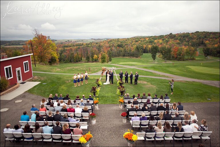 Outdoor Fall Golf Course Ceremony by Irwin, PA Wedding Photographer