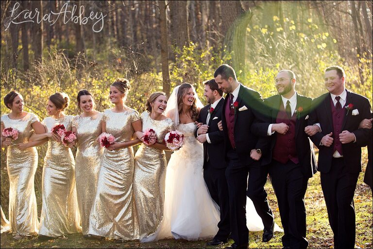 Golden Happy Bridal Party by Irwin, PA Wedding Photographer
