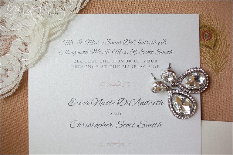 Diamond Earrings on Invitations by Irwin, PA Wedding Photographer