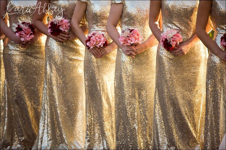 Gold Sequin Bridesmaids Gowns by Irwin, PA Wedding Photographer