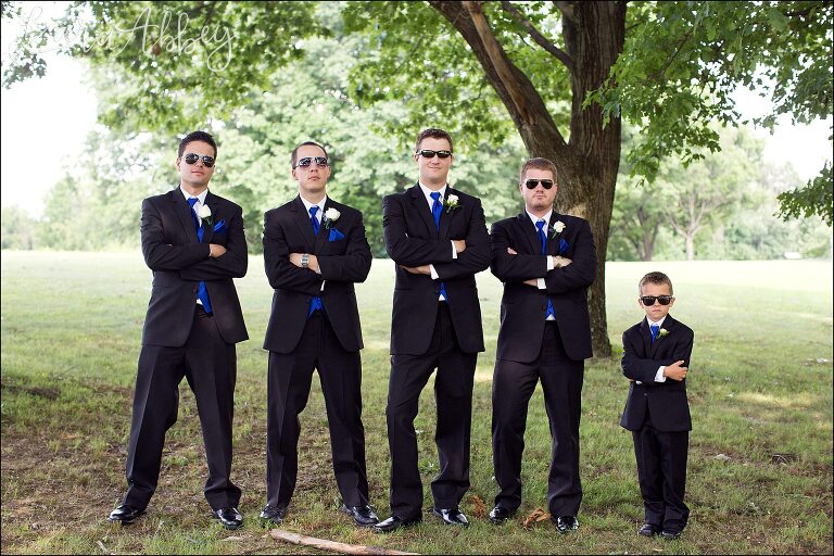 Groom and Groomsmen with Glasses at Oak Hollow Park in Irwin, PA Wedding Photographer