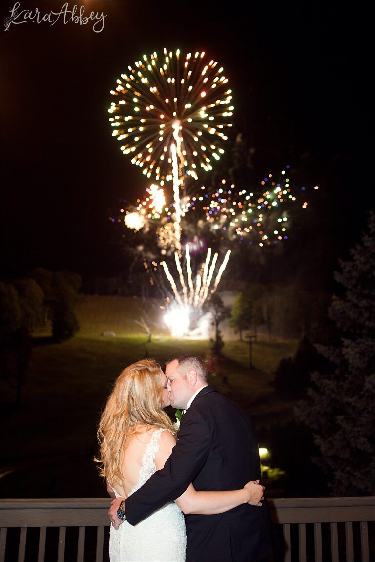 Bride & Groom Portrait with Fireworks at Seven Springs by Irwin, PA Wedding Photographer