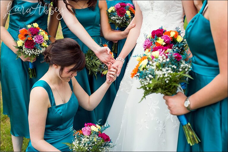 Bridesmaids Praying for the Bride by Irwin, PA Wedding Photographer