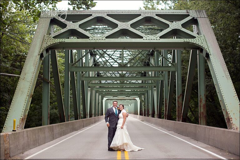 Bride & Groom Portrait on Old Metal Bridge by Irwin, PA Wedding Photographer