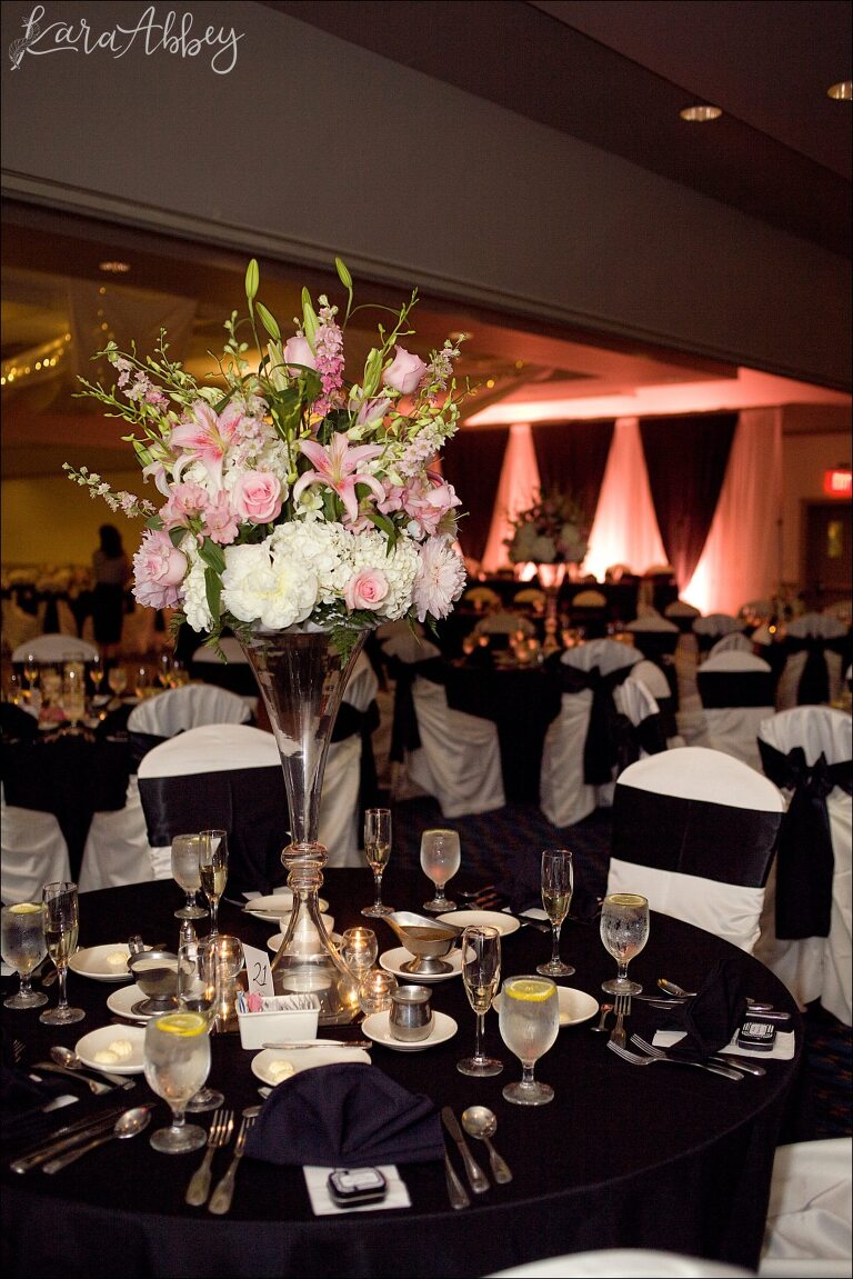 DoubleTree in Monroeville, PA Reception Centerpieces by Irwin, PA Wedding Photographer