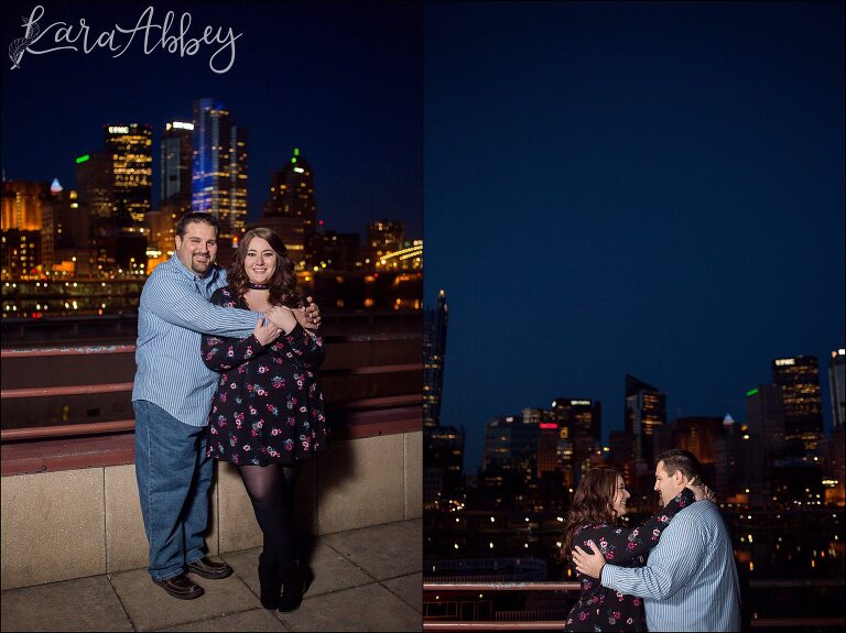 City Lights South Side Engagement Photos at Night by Pittsburgh, PA Wedding Photographer