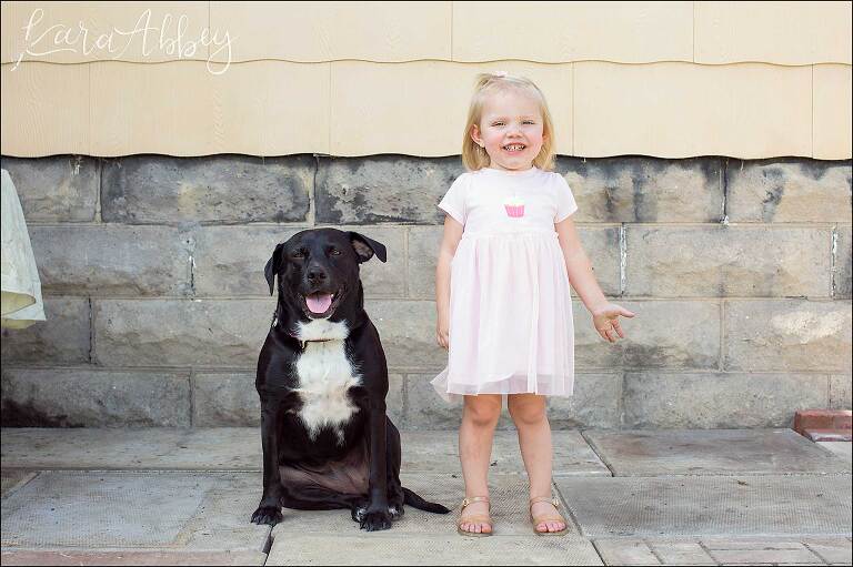 Black Lab And Toddler on New Patio - Abby's Saturday