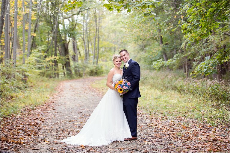 Elegant Navy Fall Wedding Bride & Groom Outdoor Portrait