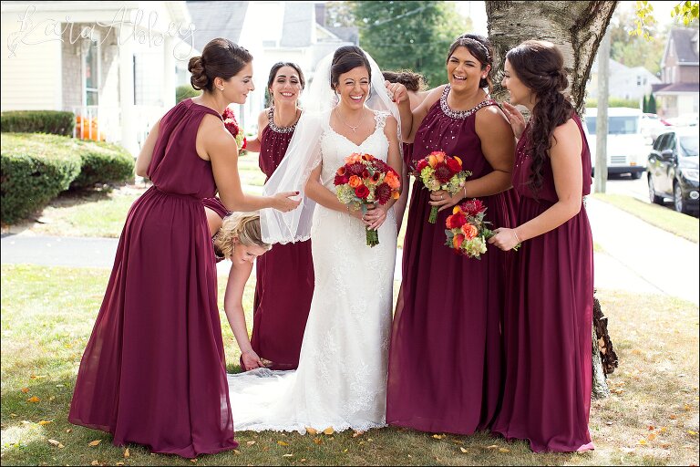 Burgundy Bridesmaids Gowns