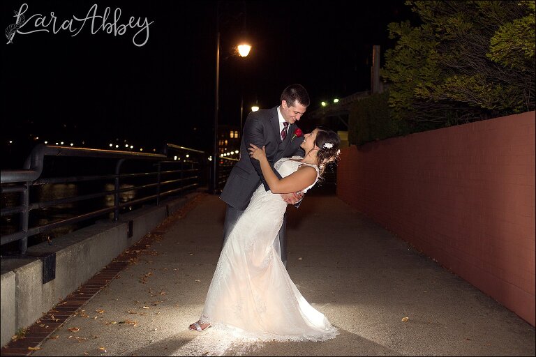 Night Bride & Groom Portraits in Downtown Binghamton, NY - Fall Wedding