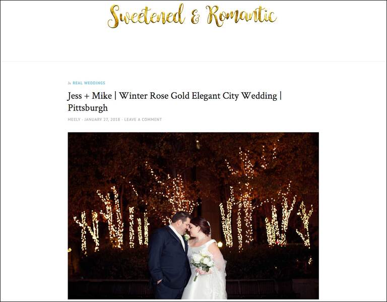 Winter Rose Gold Doubletree Hotel Downtown Pittsburgh PA Wedding