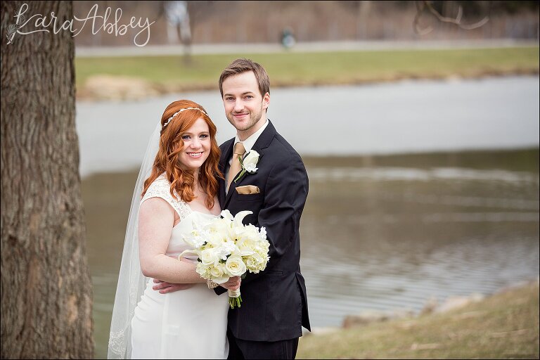 St. Patrick's Day Winter Wedding Portraits at Indian Lake Park in North Huntingdon, PA
