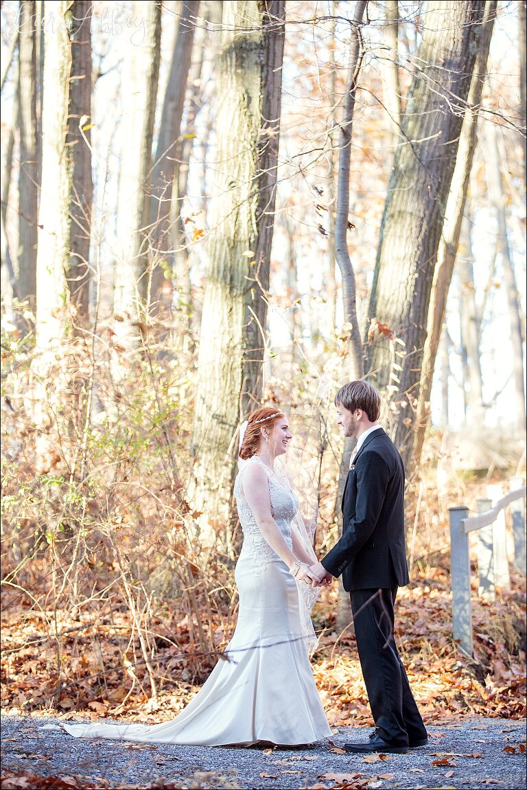 Glowy Fall Wedding Photos of Bride & Groom First Look at Bushy Run Battlefield in Jeannette, PA