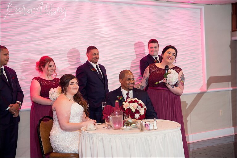 Intimate Pink Winter Wedding Reception at The Fez in Aliquippa, PA