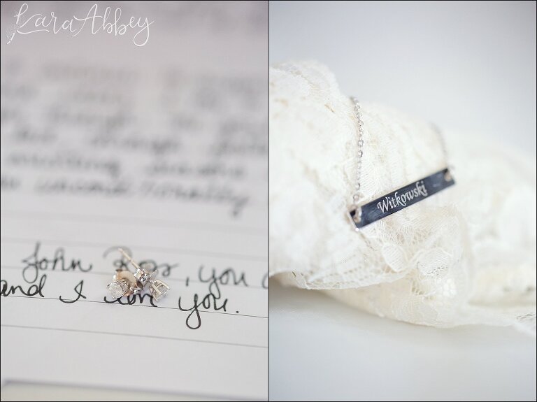 Bridal Details: Handwritten Vows, Grandma's Earrings, Personalized Bracelet