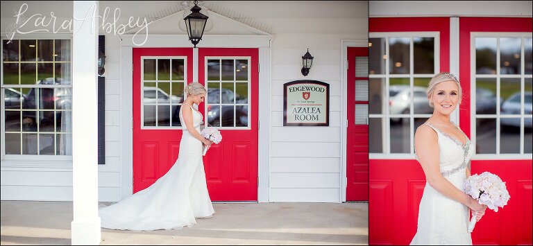 Bridal Portrait outside the red doors of the Edgewood Country Club in Drums, PA