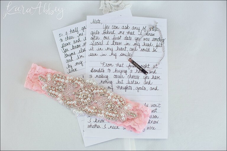 Bridal Details: Handwritten Wedding Vows, Personalized Bracelet, Blue Garter