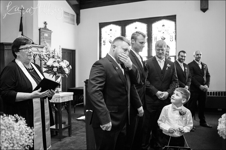 Emotional Groom at the alter, seeing his bride for the first time