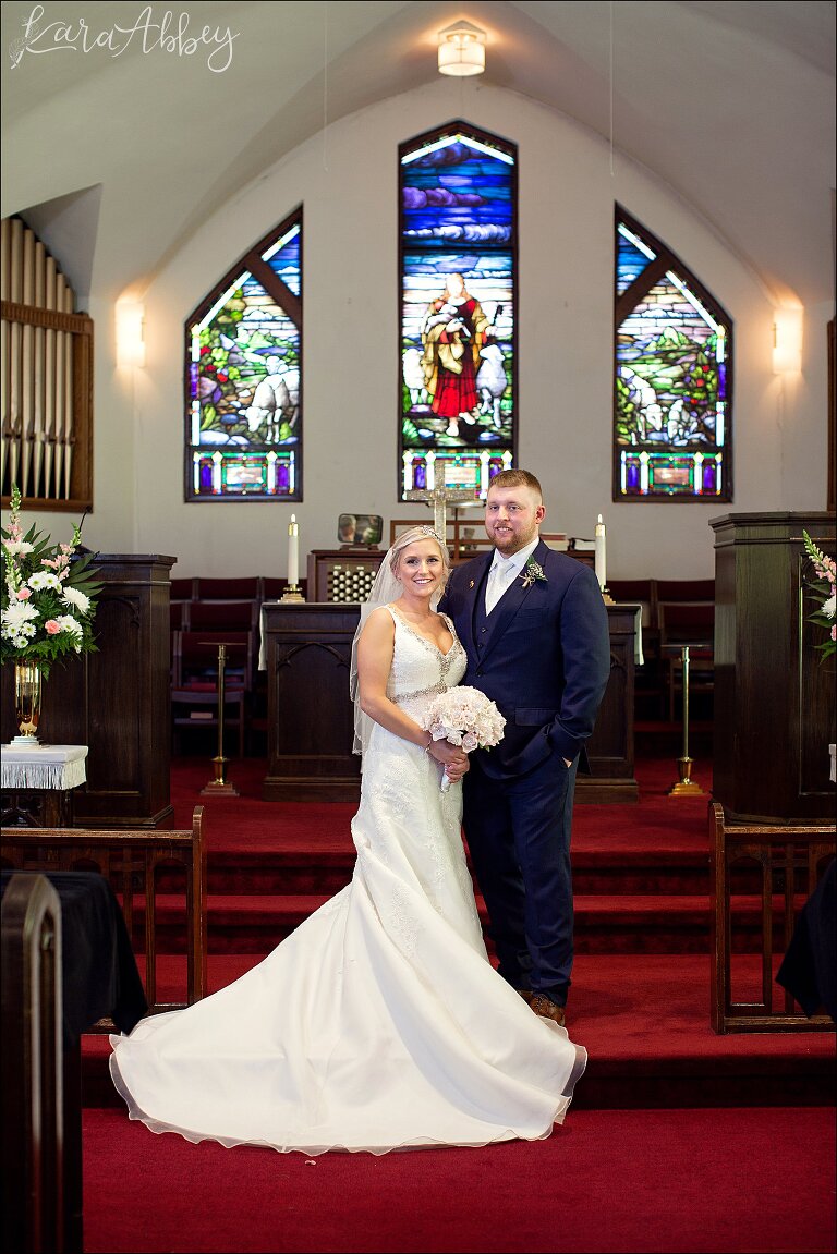 Formal Portrait of Bride & Groom at the alter of the Shavertown United Methodist Church