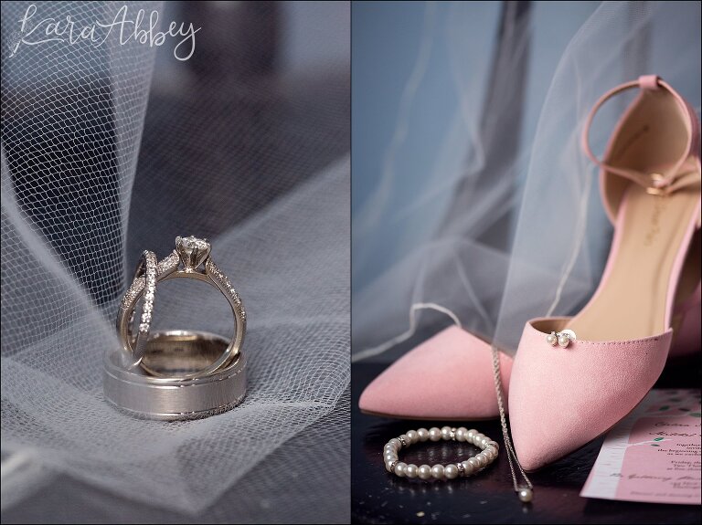 Bride & Groom Wedding Bands & Pink Wedding Shoes