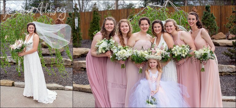 Bridesmaids in Blush Portrait at The Gathering Place