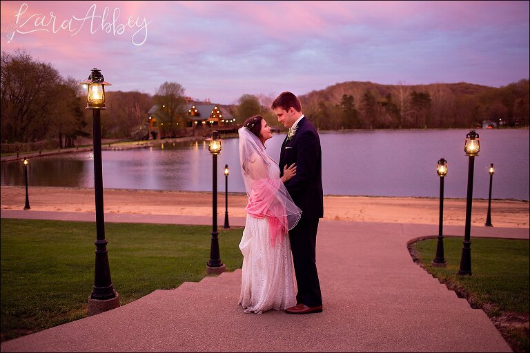 Pink Sunset at Wedding at The Gathering Place at Darlington Lake