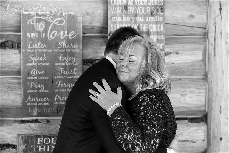 Groom Hugging his Mom on his Wedding Day at the Gathering Place