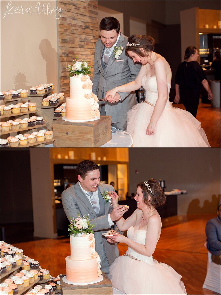 Pink Spring Wedding Reception at Antonelli Event Center in Irwin, PA - Cake Cutting