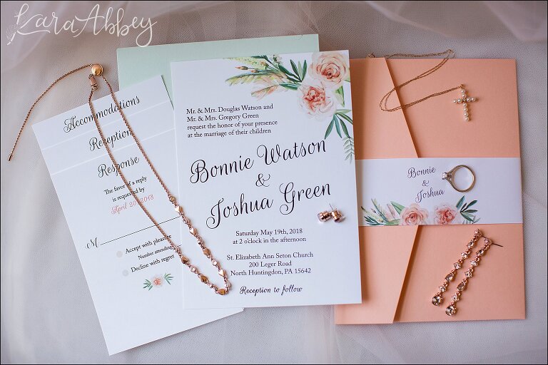 Pink, Peach, Green Wedding Details in Irwin, PA