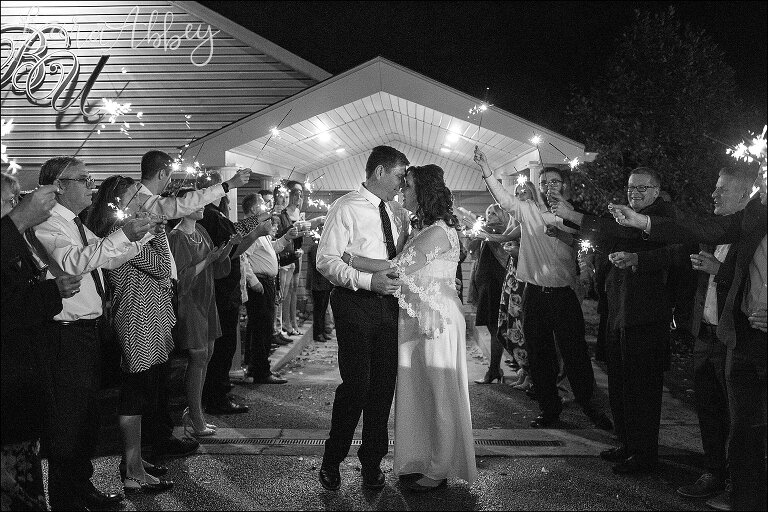 Fall Library Themed Wedding at Banquets Unlimited in Irwin, PA - Sparkler Exit