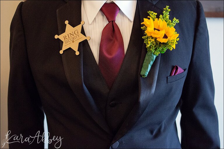 Fall Red & Yellow Wedding Photography in Hopwood, PA - Ring Security