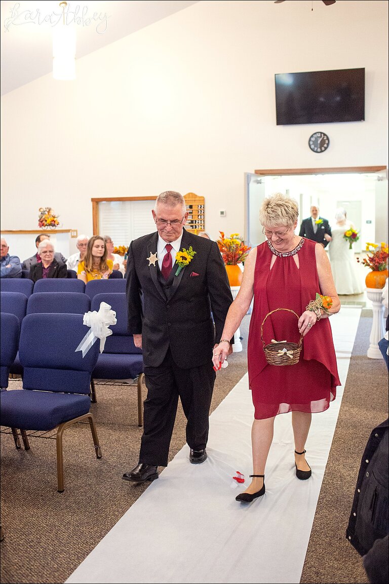 Fall Red & Yellow Wedding Photography in Hopwood, PA - Non Traditional Flower Girl & Ring Bearer