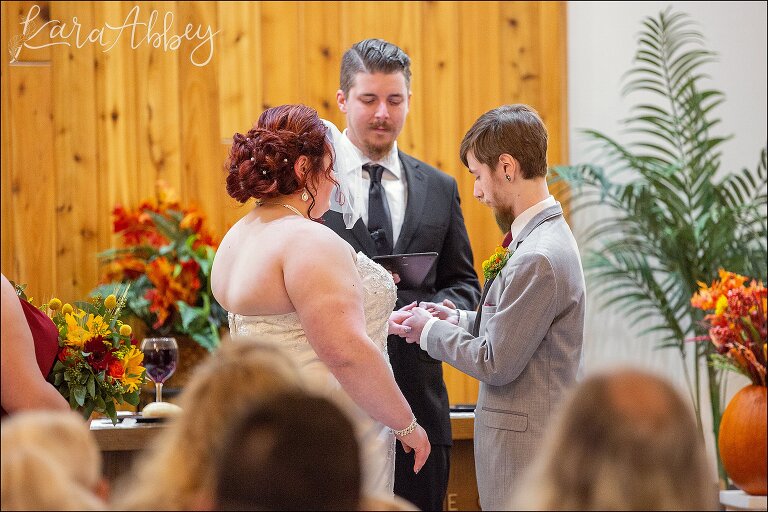Fall Red & Yellow Wedding Photography in Hopwood, PA - Ceremony