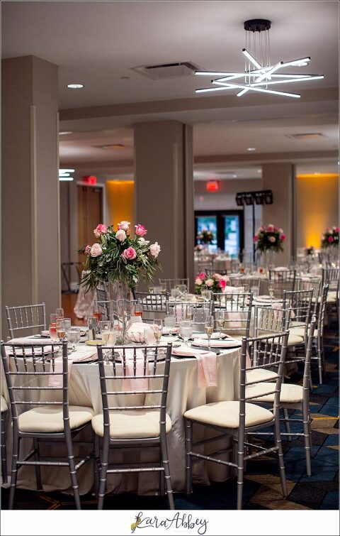Downtown Pittsburgh Pastel Spring Wedding Day Highlights - Reception at DoubleTree by Hilton Hotel